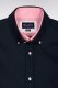 Chemise en coton pinpoint marine d�tails roses