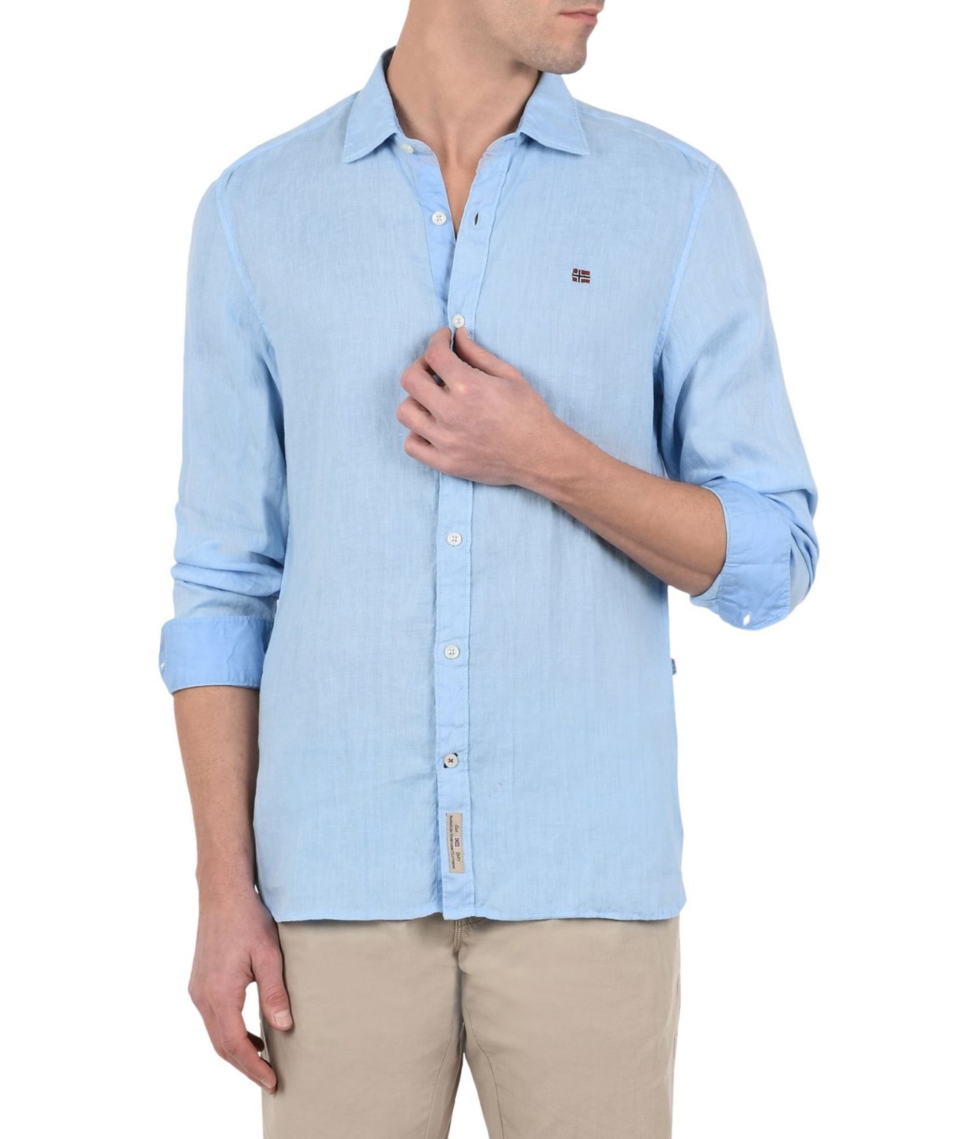 NAPAPIJRI Chemise en lin bleu - GERVAS , Chemises pour Homme