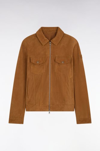 Blouson en daim velours marron