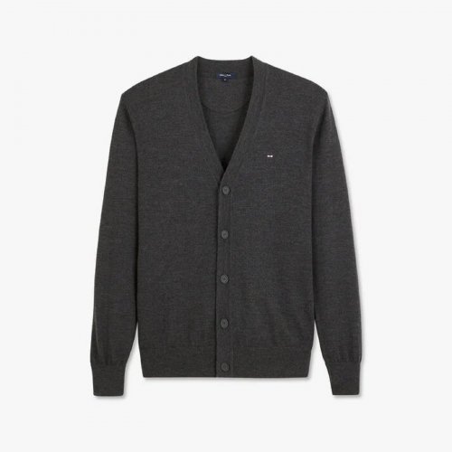 Cardigan gris fonc en laine  col V