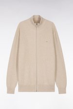 Cardigan zipp en coton nid d'abeille beige