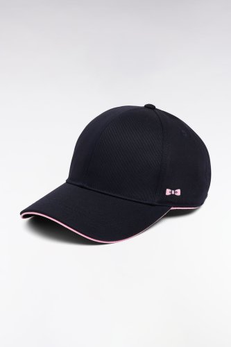 Casquette en twill de coton marine passepoil rose