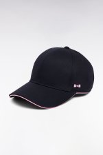 Casquette en twill de coton marine passepoil rose