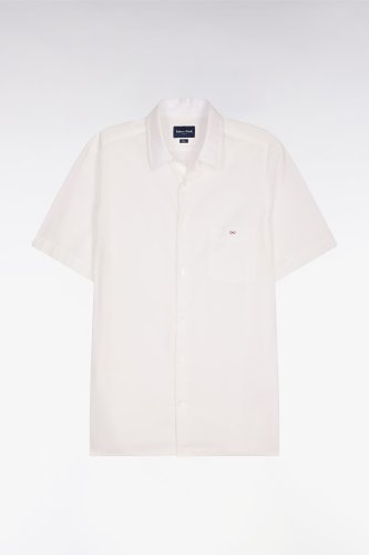 Chemise � manches courtes coton blanc coupe slim
