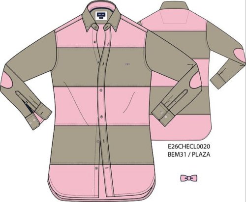 Chemise en coton � rayures rugby beige et rose