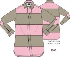 Chemise en coton � rayures rugby beige et rose