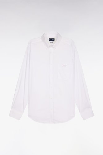 Chemise en coton m�lang� blanche coupe regular