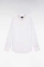 Chemise en coton m�lang� blanche coupe regular