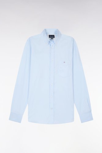 Chemise en coton m�lang� bleu ciel coupe regular