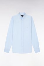 Chemise en coton m�lang� bleu ciel coupe regular