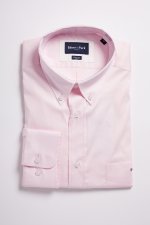 Chemise en coton m�lang� rose coupe regular