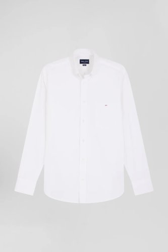 Chemise en popeline de coton blanc coupe Regular