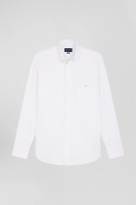 Chemise en popeline de coton blanc coupe Regular