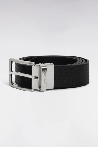 Coffret ceinture cuir noire 2 boucles mtal