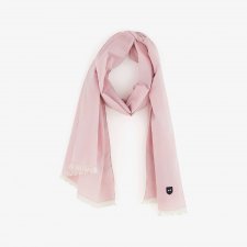 Foulard rose léger en voile de coton rayé
