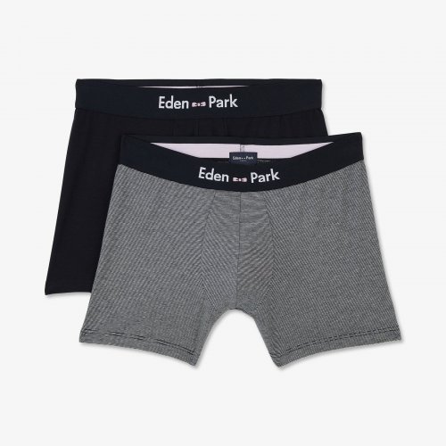 Pack de 2 boxers gris ray et bleu marine uni