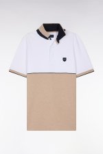 Polo  manches courtes bicolore beige