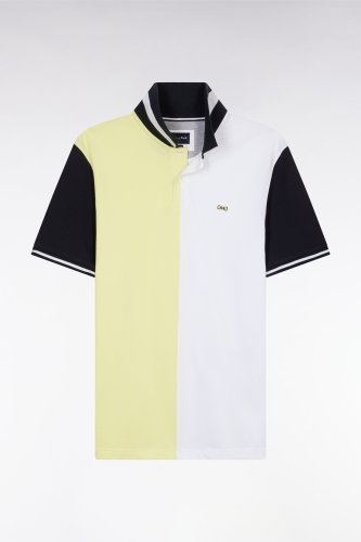 Polo  manches courtes bicolore jaune et blanc