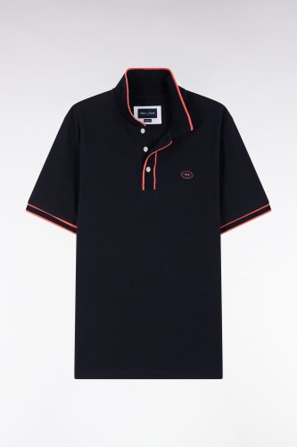 Polo  manches courtes en coton corail rayures