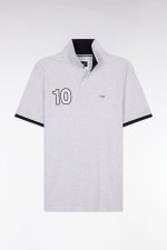 Polo  manches courtes en coton gris broderie 10