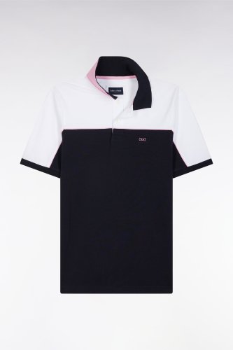 Polo  manches courtes en coton marine colorblock