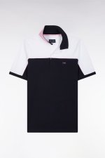 Polo  manches courtes en coton marine colorblock