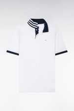 Polo blanc en coton pima avec d�tails contrast�s