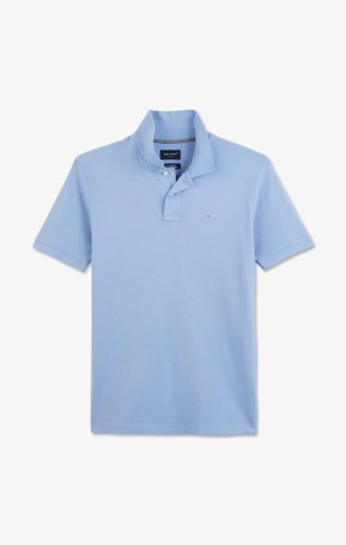 Polo bleu en coton pima stretch