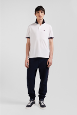 Polo manches courtes en coton stretch blanc