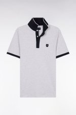 Polo uni  manches courtes en coton stretch gris