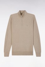 Pull col camionneur en coton nid d'abeille beige