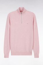 Pull col camionneur en coton nid d'abeille rose