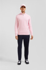 Pull col camionneur zipp uni en coton rose