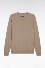 Pull col rond en coton et soie m�lang�s beige