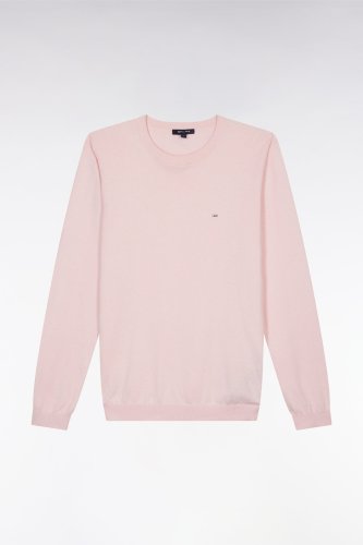 Pull col rond en coton et soie mlangs rose