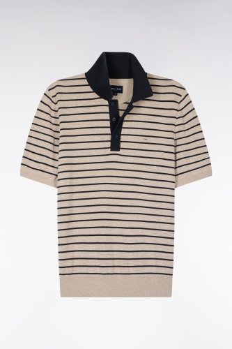 Pull manches courtes � col polo en coton