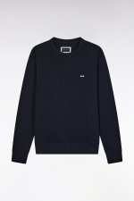 Sweatshirt en molleton coton marine coupe droite