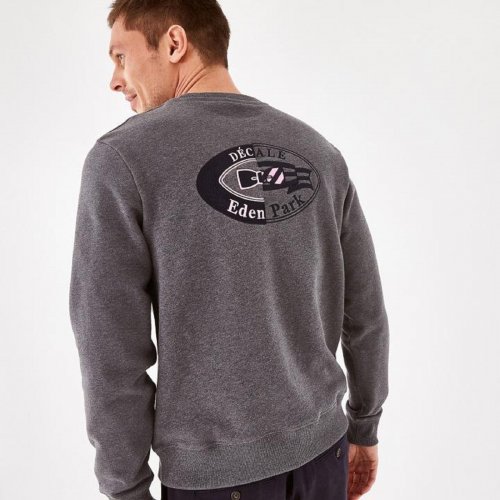 Sweatshirt gris en molleton de coton brod