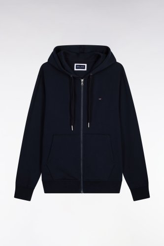 Sweatshirt zipp� � capuche en molleton marine