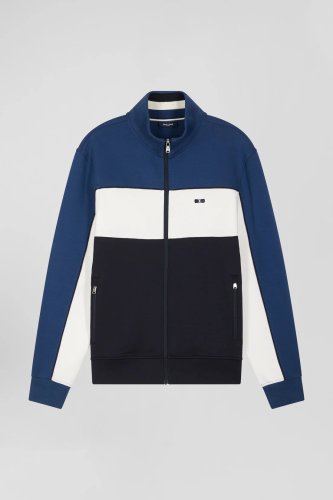 Sweatshirt zipp tricolore mlang bleu