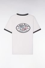 T-shirt � manches courtes en coton blanc brod�