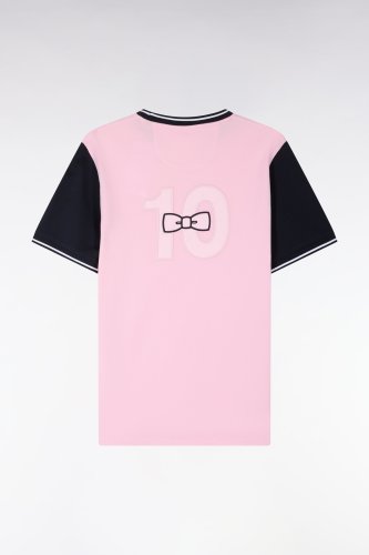 T-shirt � manches courtes en coton rose bicolore