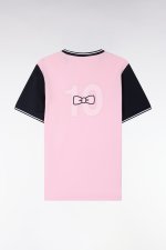 T-shirt � manches courtes en coton rose bicolore