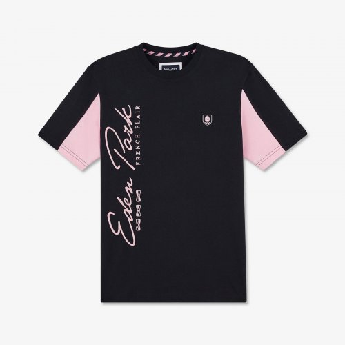 T-shirt colorblock rose  broderie French Flair