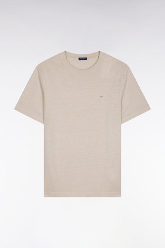 T-shirt en coton et lin beige regular