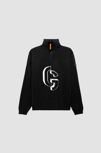 Pull LEWIS col zipp� maille jacquard Black
