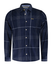 Chemise  carreaux en velours ctel bleu fonc