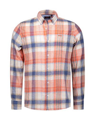 Chemise  carreaux orange et bleu