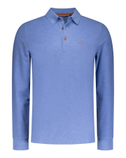 Polo bleu clair en coton  manches longues