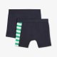Pack de 2 boxers vert uni et rayures